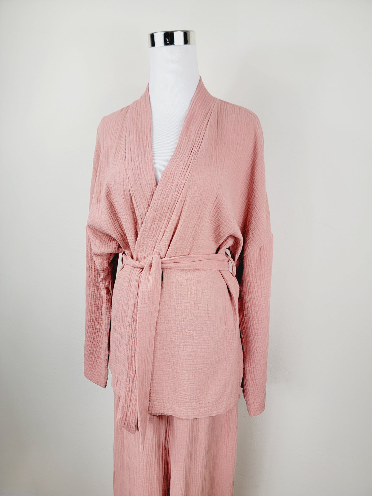 Ensemble en mousseline respirante pour femme, polyvalent et idéal au quotidien, rose poudré