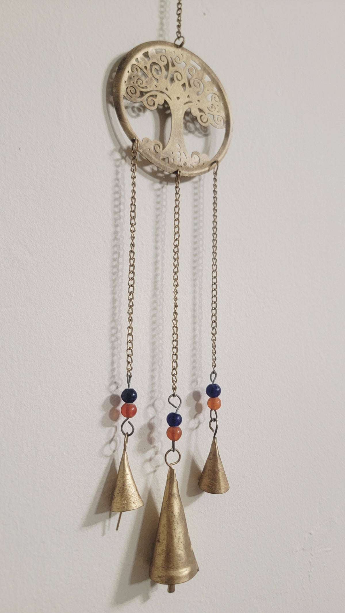 Tree of Life Metal Wind Chime with Bells and Colorful Beads 22.5 Inch