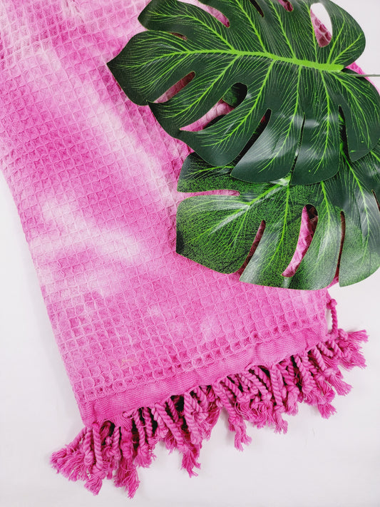 100% Cotton Throw 40 x 70 Hand Tie Dye Lightweight Home Decor Pink