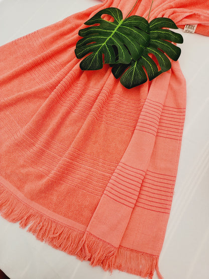 One sided Terry Towel - Sand free beach and Bath towel- Pink
