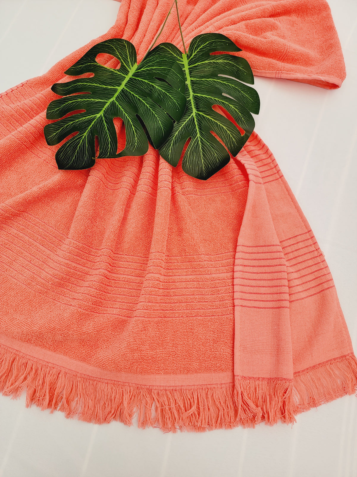 One sided Terry Towel - Sand free beach and Bath towel- Pink