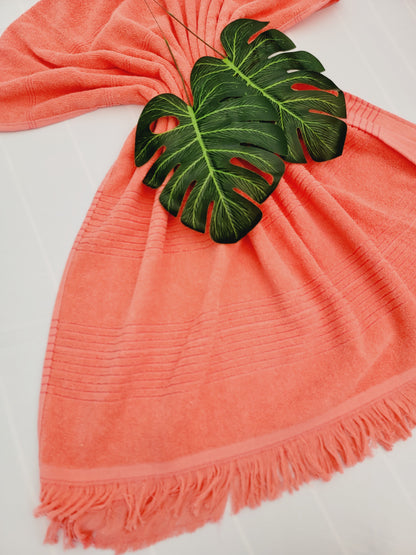 One sided Terry Towel - Sand free beach and Bath towel- Pink