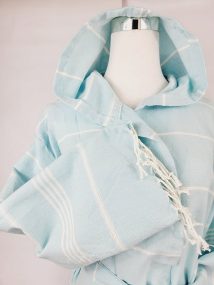 Unisex Robe, Beach or spa Robe with pockets - Sultan Light Blue