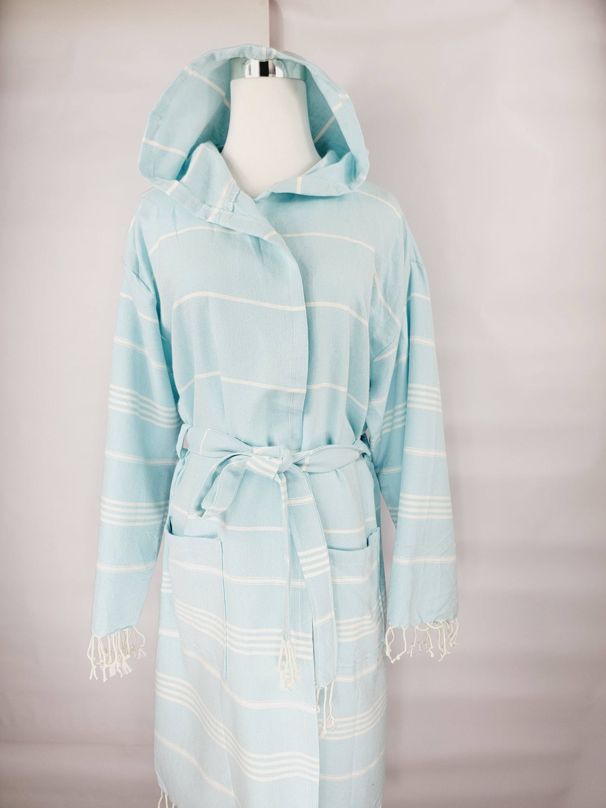 Unisex Robe, Beach or spa Robe with pockets - Sultan Light Blue