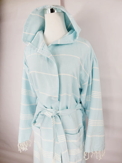 Unisex Robe, Beach or spa Robe with pockets - Sultan Light Blue