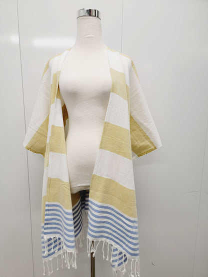 Beach cover up, Beach Dress open front - Mustard