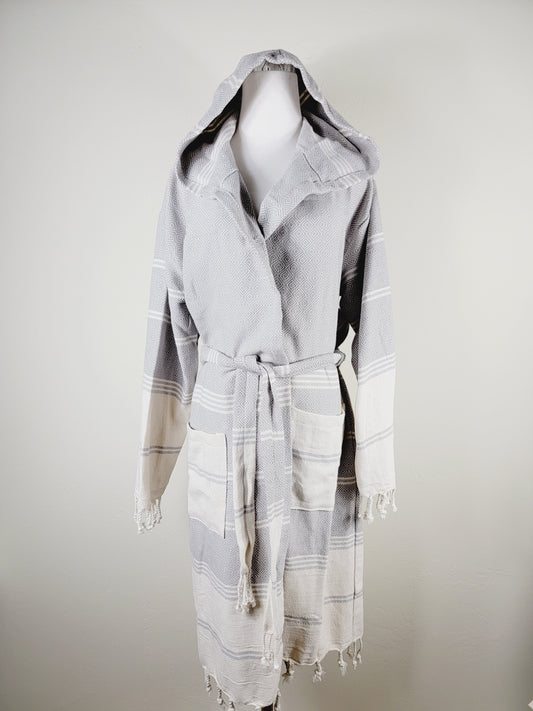 Peignoir unisexe, peignoir de plage ou de spa avec poches - Gris