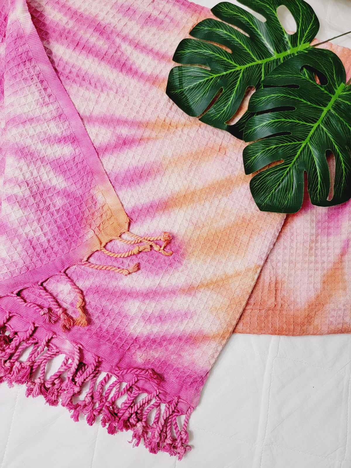 Plaid 100 % coton 40 x 70 tie-dye fait main décoration d'intérieur légère