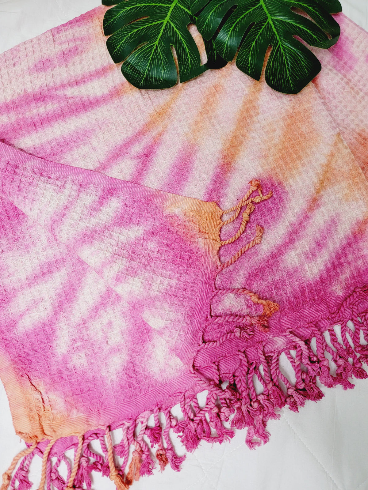 Plaid 100 % coton 40 x 70 tie-dye fait main décoration d'intérieur légère