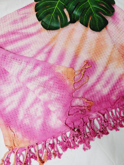 Plaid 100 % coton 40 x 70 tie-dye fait main décoration d'intérieur légère