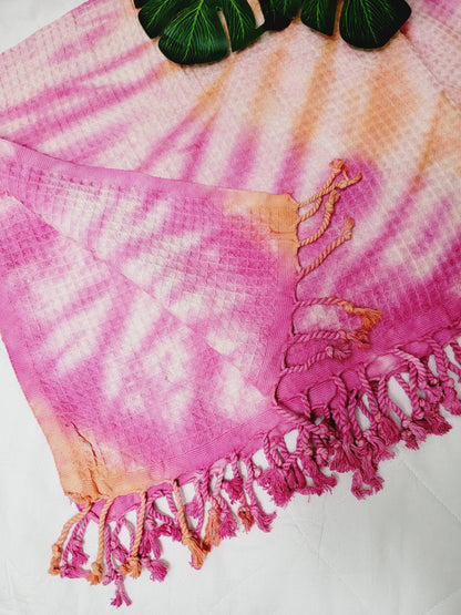Plaid 100 % coton 40 x 70 tie-dye fait main décoration d'intérieur légère