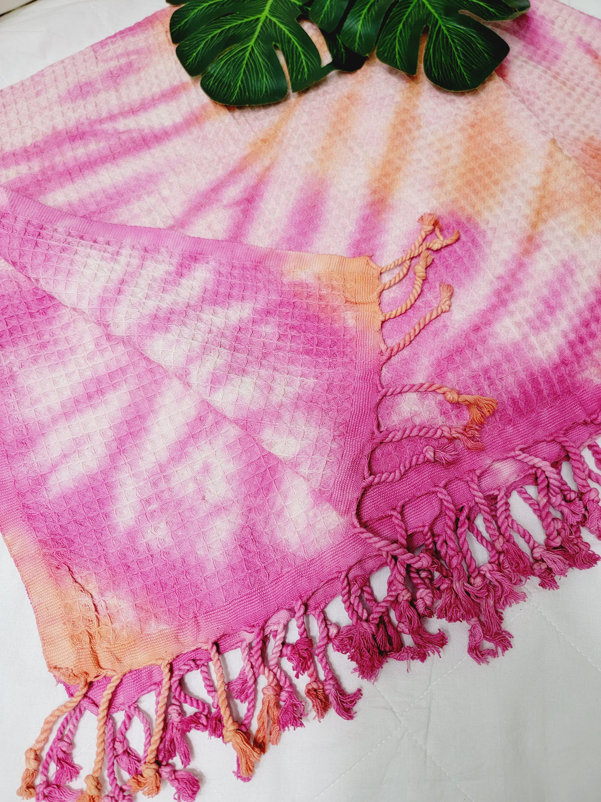 Plaid 100 % coton 40 x 70 tie-dye fait main décoration d'intérieur légère