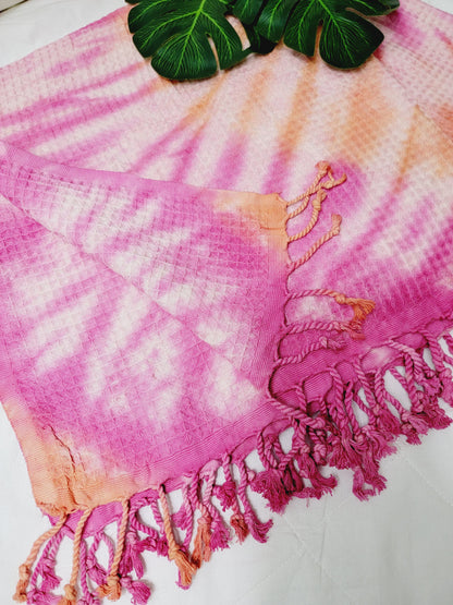 Plaid 100 % coton 40 x 70 tie-dye fait main décoration d'intérieur légère