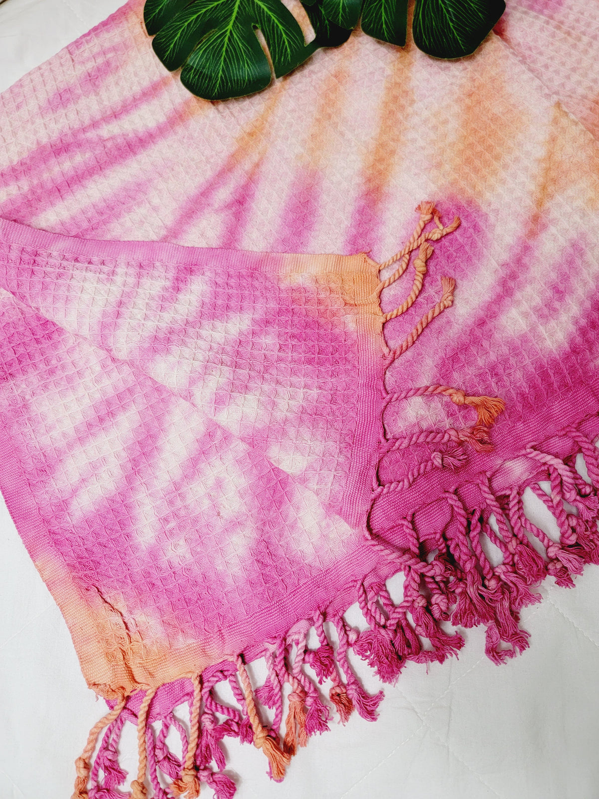 Plaid 100 % coton 40 x 70 tie-dye fait main décoration d'intérieur légère