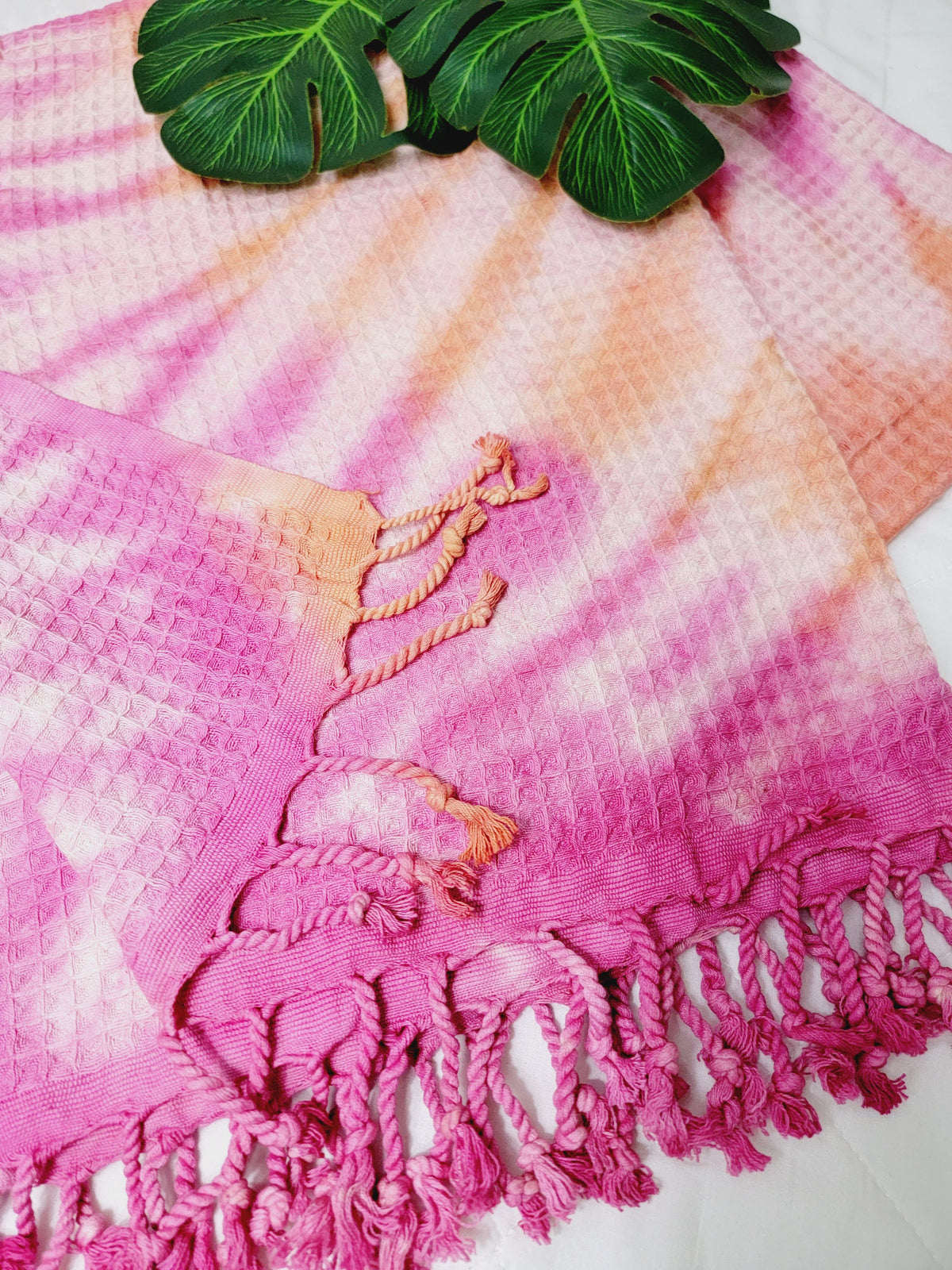 Plaid 100 % coton 40 x 70 tie-dye fait main décoration d'intérieur légère
