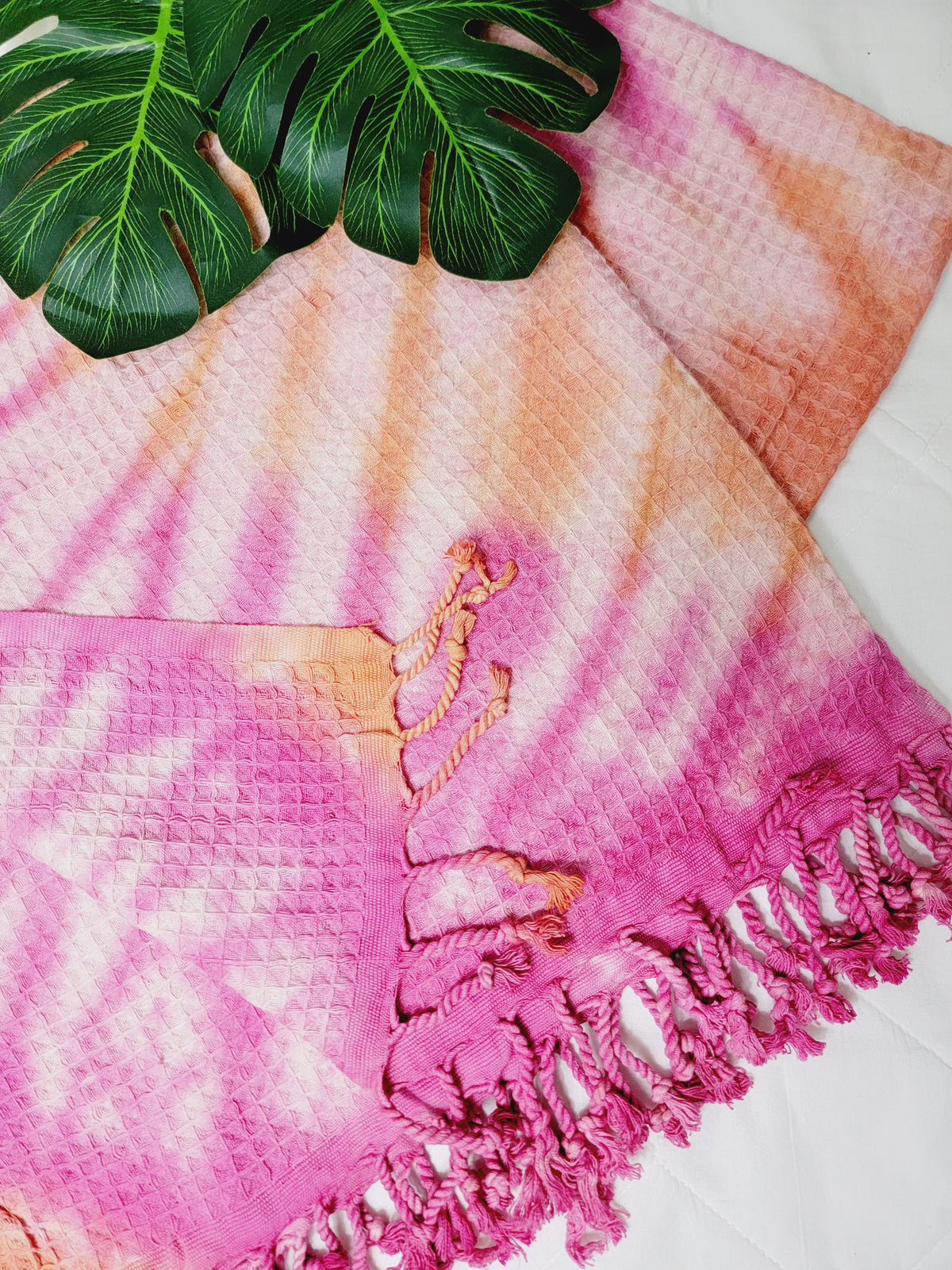 Plaid 100 % coton 40 x 70 tie-dye fait main décoration d'intérieur légère