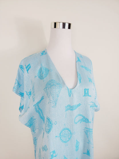 Dress, Beach cover up, Beach Dress - Blue
