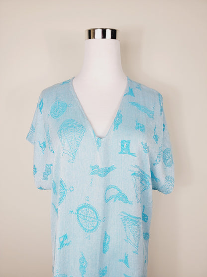 Dress, Beach cover up, Beach Dress - Blue