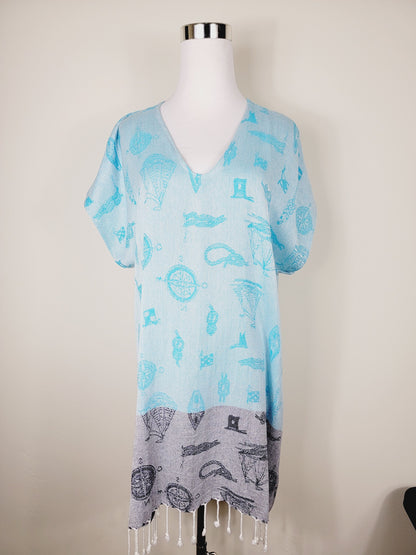 Dress, Beach cover up, Beach Dress - Blue