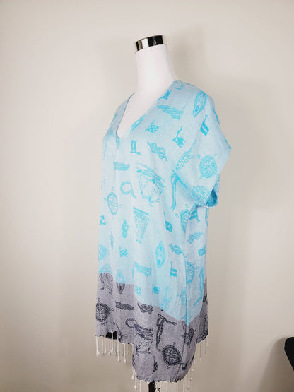 Dress, Beach cover up, Beach Dress - Blue