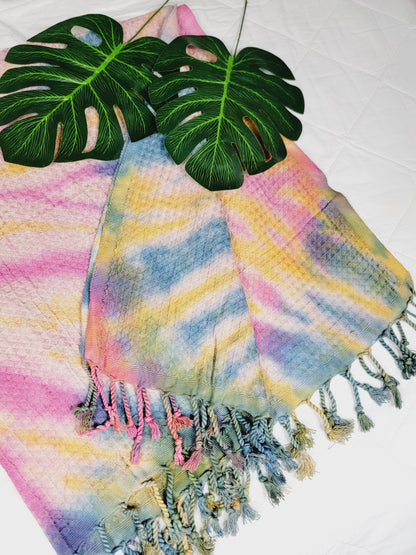 100% Cotton Throw 40 x 70 Hand Tie Dye Lightweight Home Decor