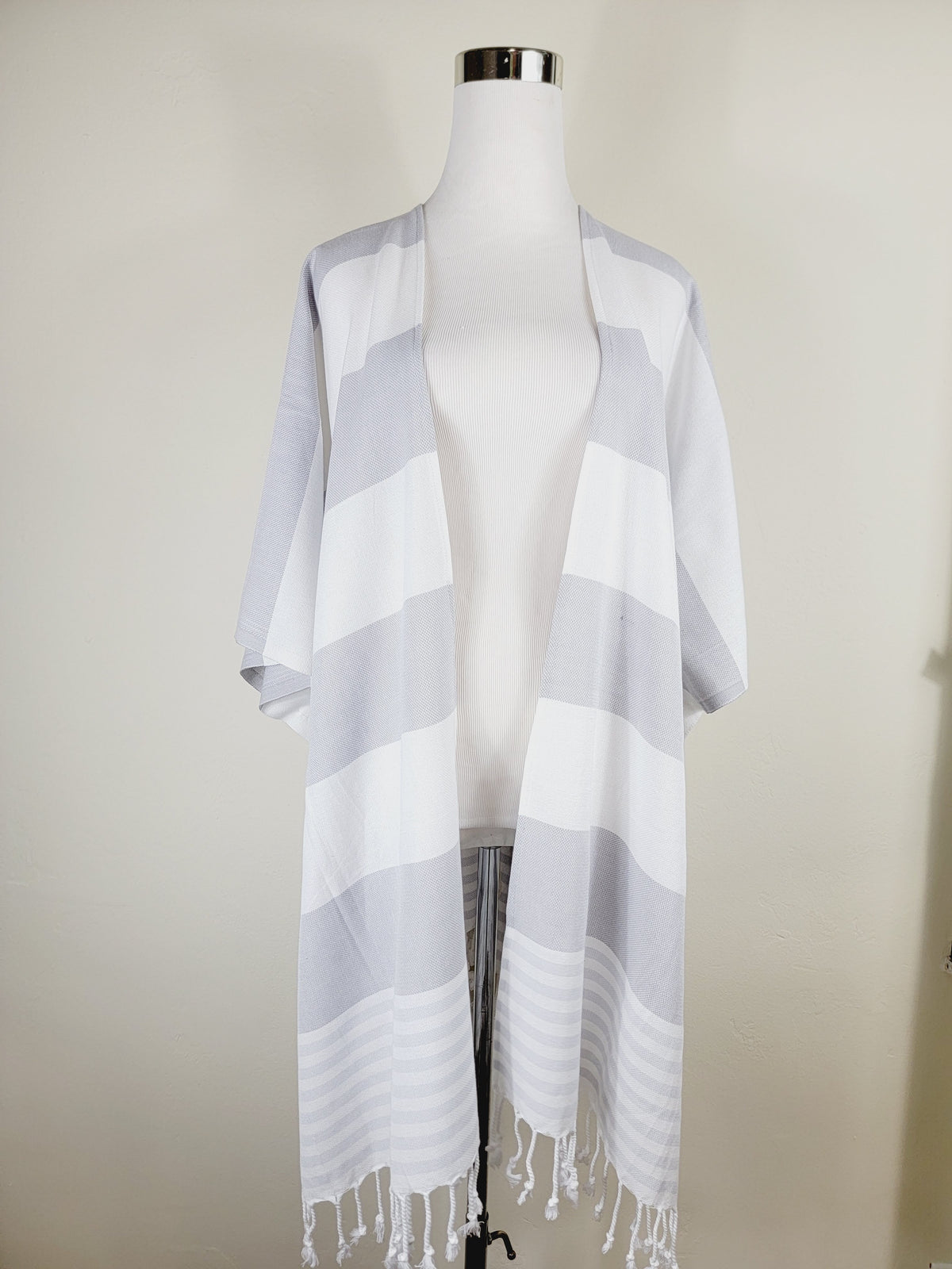 Beach cover up, Beach Dress open front - Gray