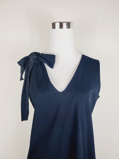 Jersey Dress Green one shoulder tie up with pockets