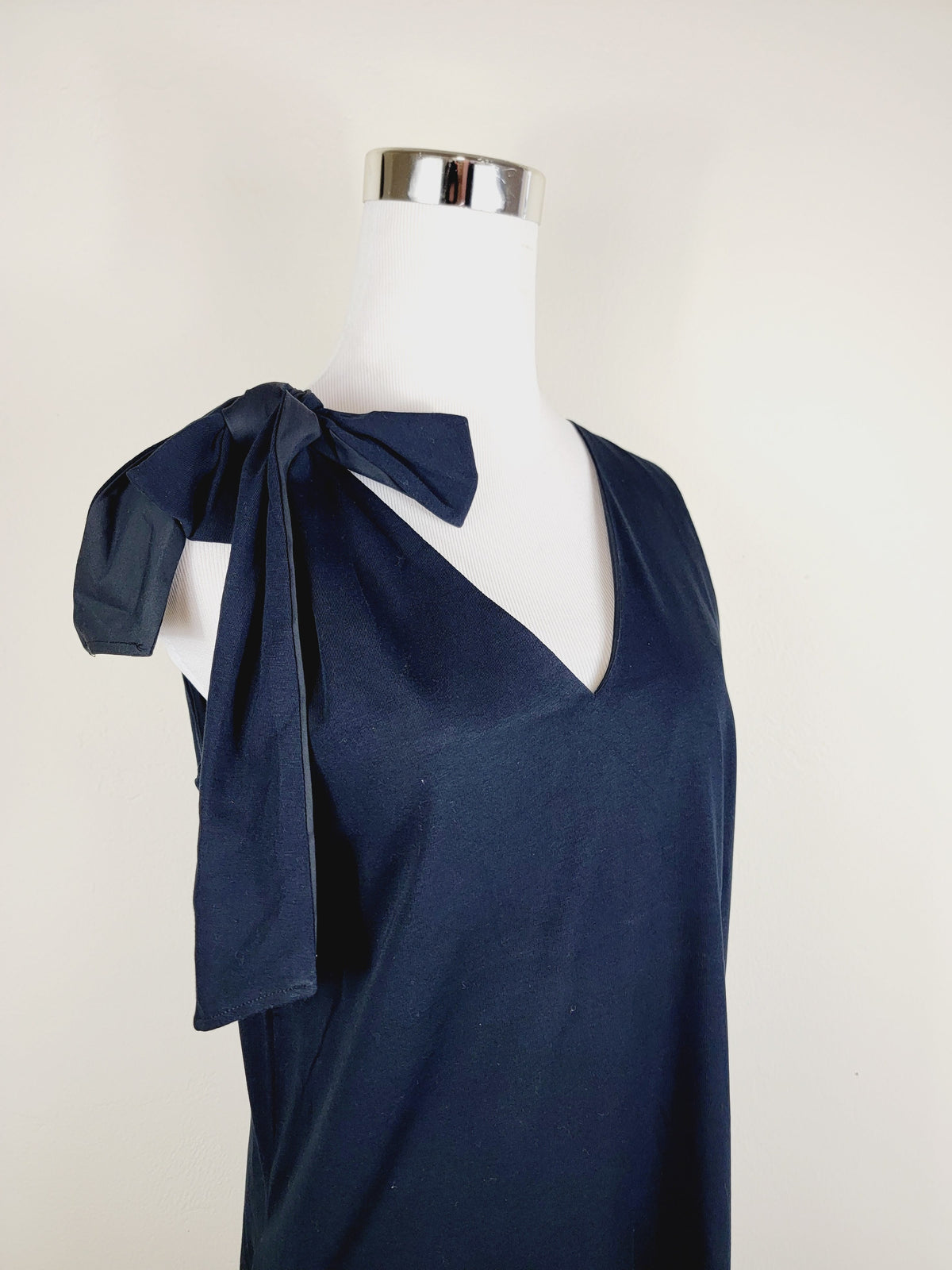 Jersey Dress Green one shoulder tie up with pockets