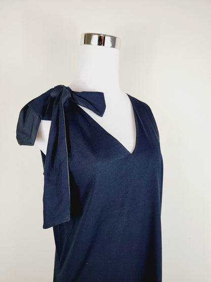 Jersey Dress Green one shoulder tie up with pockets