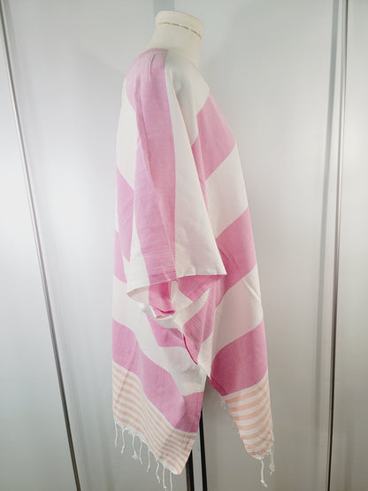 Beach cover up, Beach Dress open front - Pink/Orange