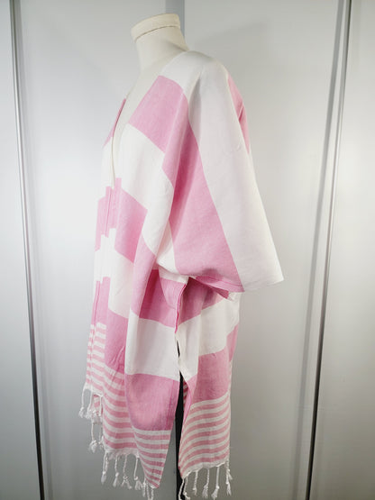Beach cover up, Beach Dress open front - Pink