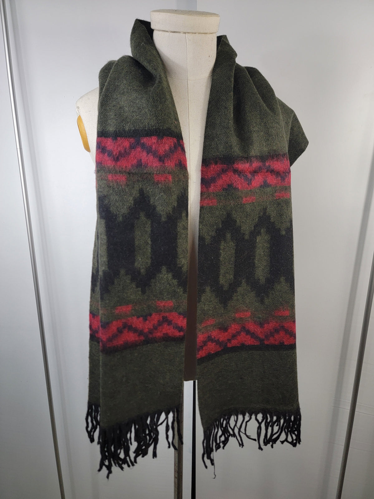 Écharpe, châle, couvre-chef unisexe ultra doux – vert/noir