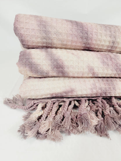 100% Cotton Throw 40 x 70 Hand Tie Dye Lightweight Home Decor Plum