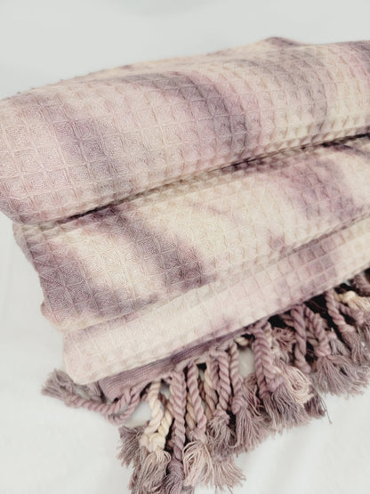 100% Cotton Throw 40 x 70 Hand Tie Dye Lightweight Home Decor Plum