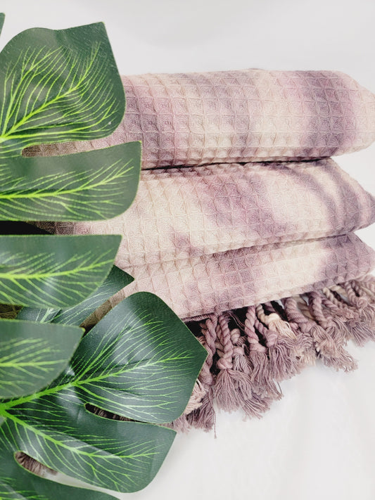 100% Cotton Throw 40 x 70 Hand Tie Dye Lightweight Home Decor Plum