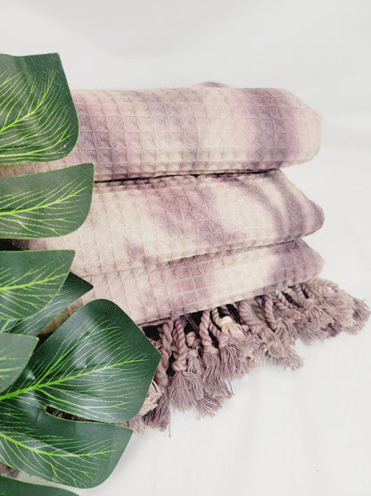 100% Cotton Throw 40 x 70 Hand Tie Dye Lightweight Home Decor Plum
