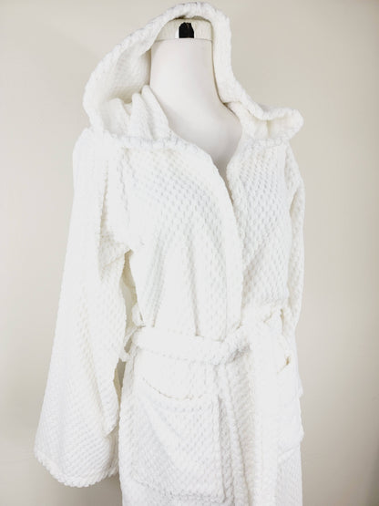 Peignoir unisexe, peignoir de plage, peignoir de spa avec poches, peignoir blanc à pompons