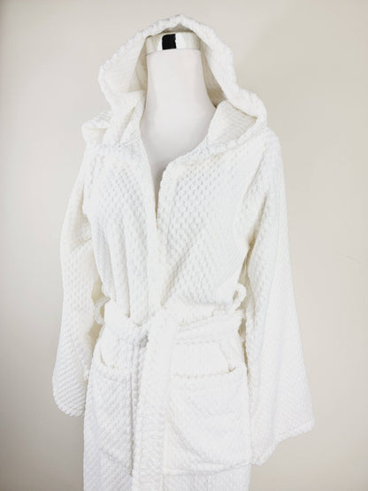 Peignoir unisexe, peignoir de plage, peignoir de spa avec poches, peignoir blanc à pompons