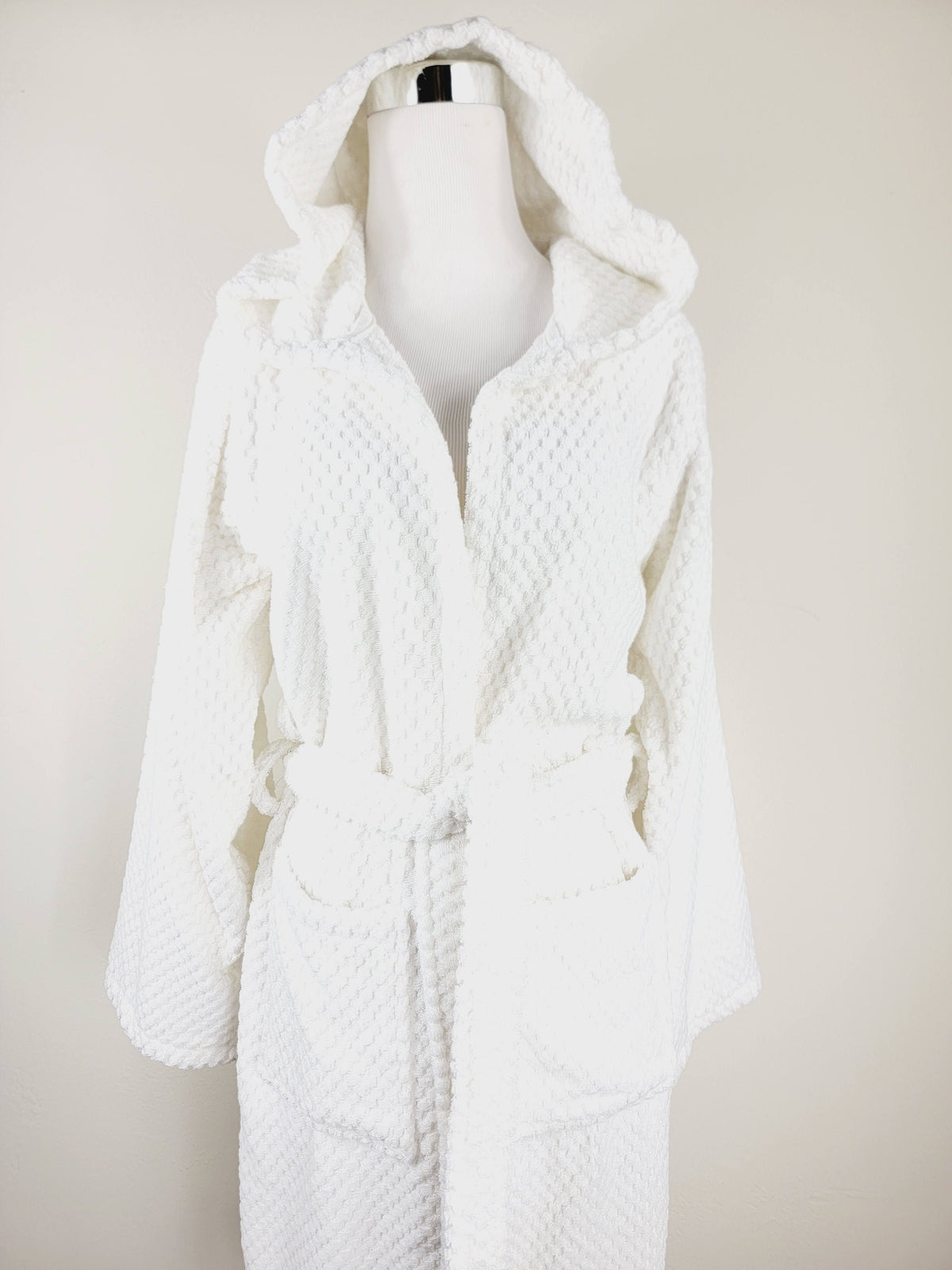 Peignoir unisexe, peignoir de plage, peignoir de spa avec poches, peignoir blanc à pompons