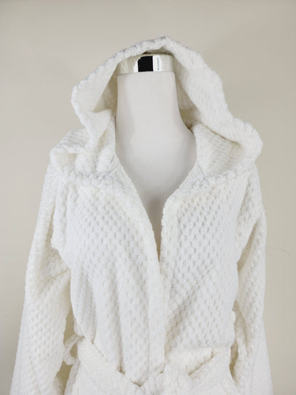 Peignoir unisexe, peignoir de plage, peignoir de spa avec poches, peignoir blanc à pompons