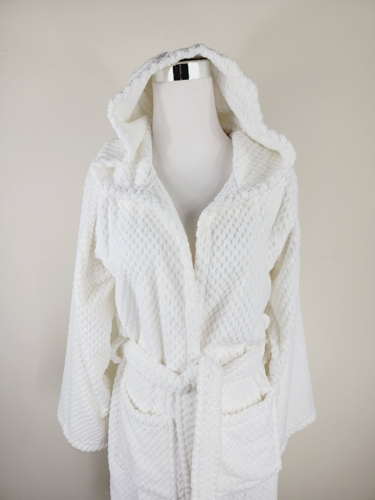 Peignoir unisexe, peignoir de plage, peignoir de spa avec poches, peignoir blanc à pompons