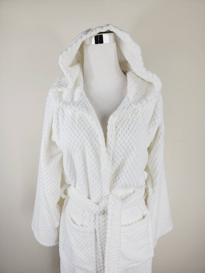 Peignoir unisexe, peignoir de plage, peignoir de spa avec poches, peignoir blanc à pompons