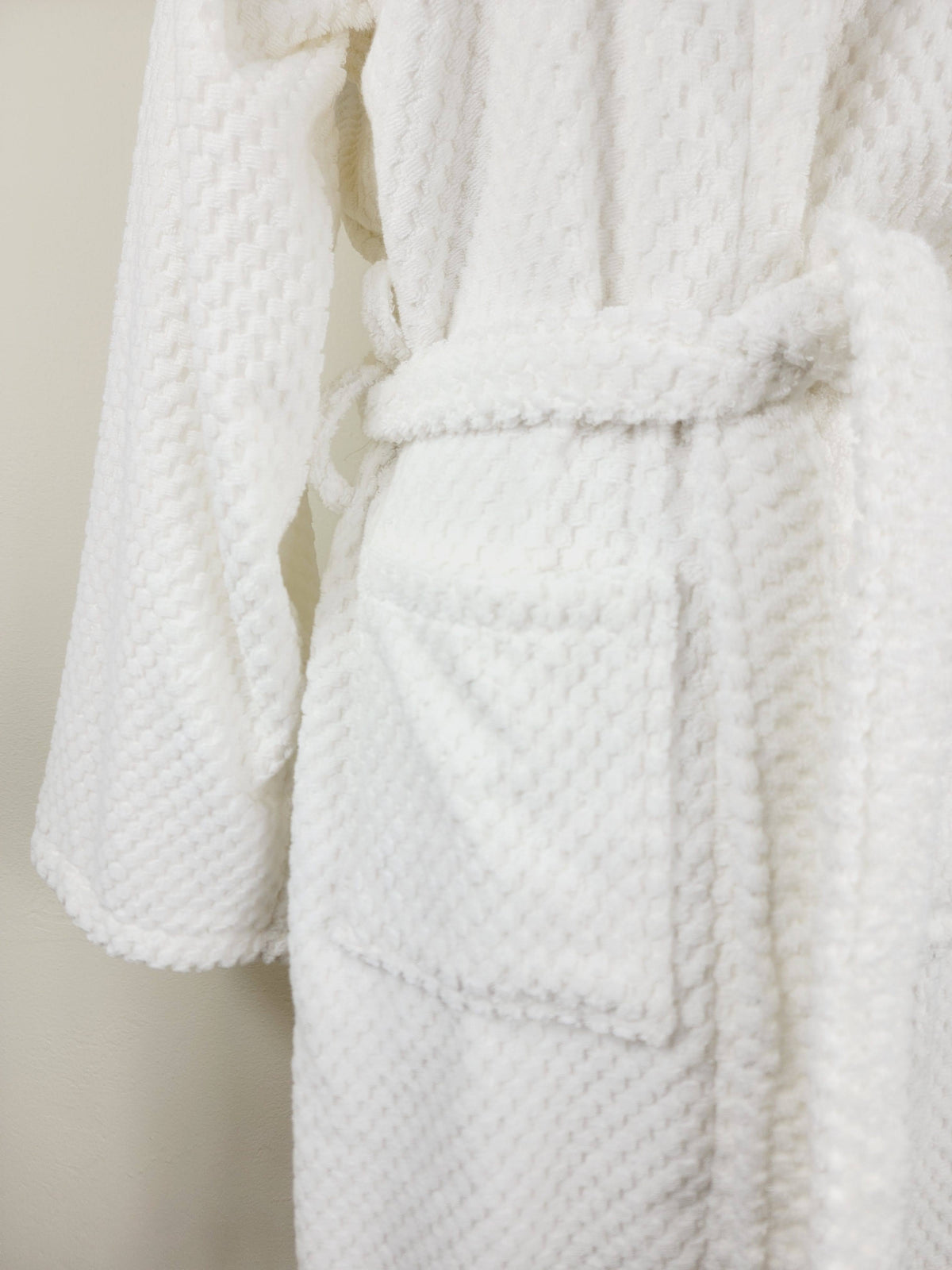 Peignoir unisexe, peignoir de plage, peignoir de spa avec poches, peignoir blanc à pompons