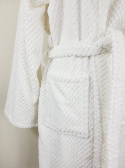 Peignoir unisexe, peignoir de plage, peignoir de spa avec poches, peignoir blanc à pompons