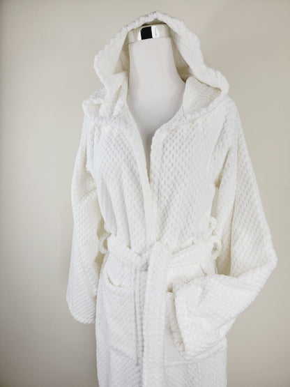 Peignoir unisexe, peignoir de plage, peignoir de spa avec poches, peignoir blanc à pompons