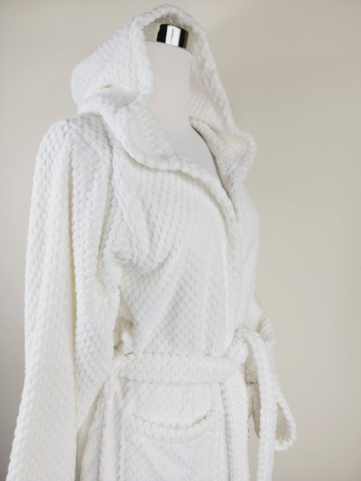 Peignoir unisexe, peignoir de plage, peignoir de spa avec poches, peignoir blanc à pompons
