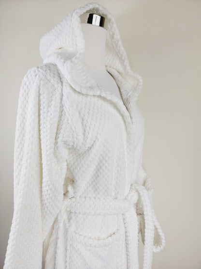Peignoir unisexe, peignoir de plage, peignoir de spa avec poches, peignoir blanc à pompons