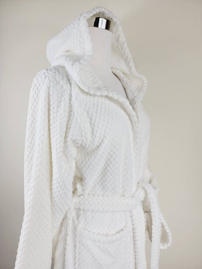 Peignoir unisexe, peignoir de plage, peignoir de spa avec poches, peignoir blanc à pompons