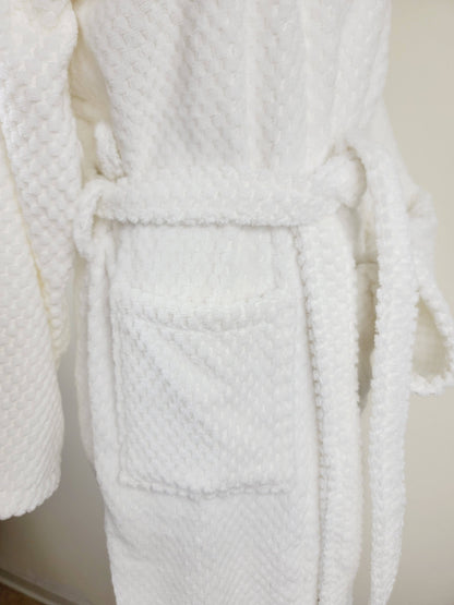 Peignoir unisexe, peignoir de plage, peignoir de spa avec poches, peignoir blanc à pompons