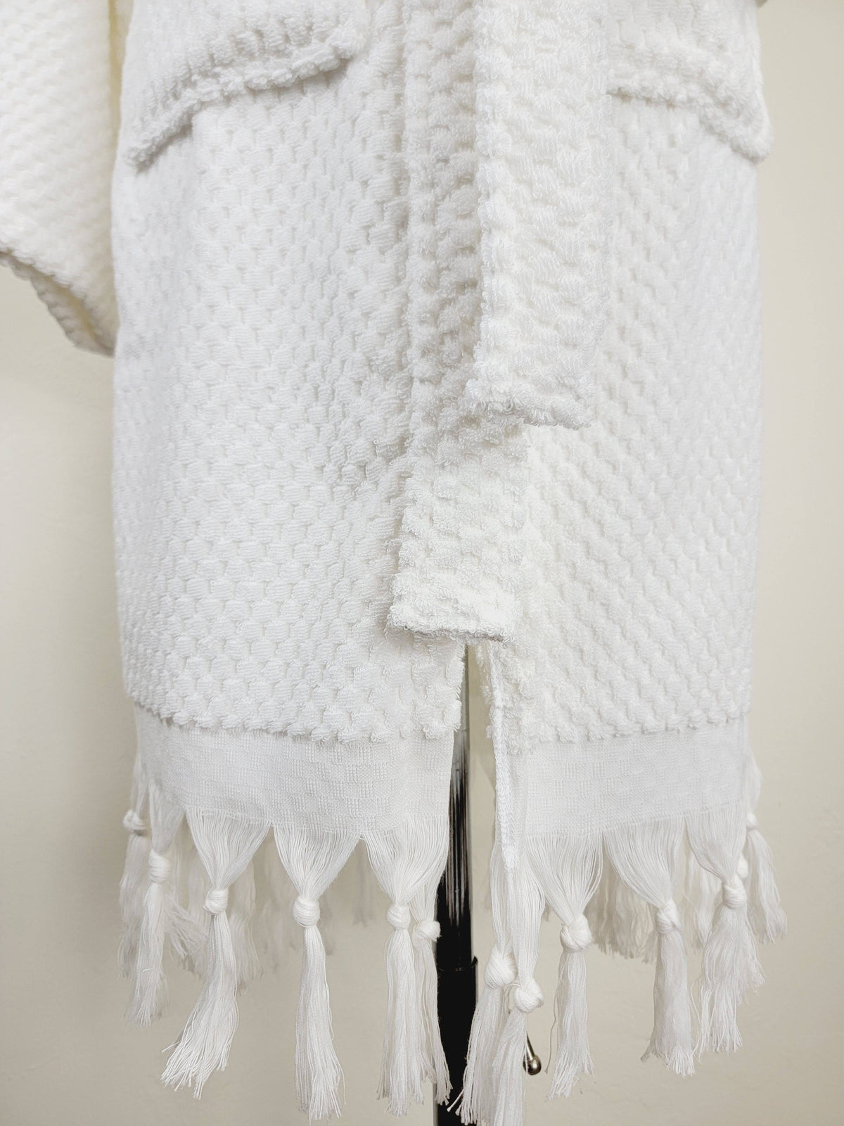 Peignoir unisexe, peignoir de plage, peignoir de spa avec poches, peignoir blanc à pompons